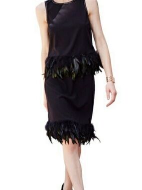 Nicole Miller Black Feather Top & Skirt Set